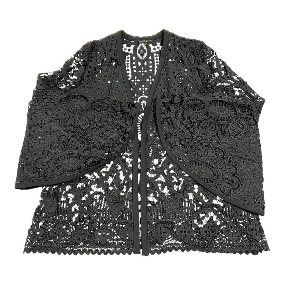 Alberto Makali Lace Floral Pattern Black Evening Jacket Women's Size Medium